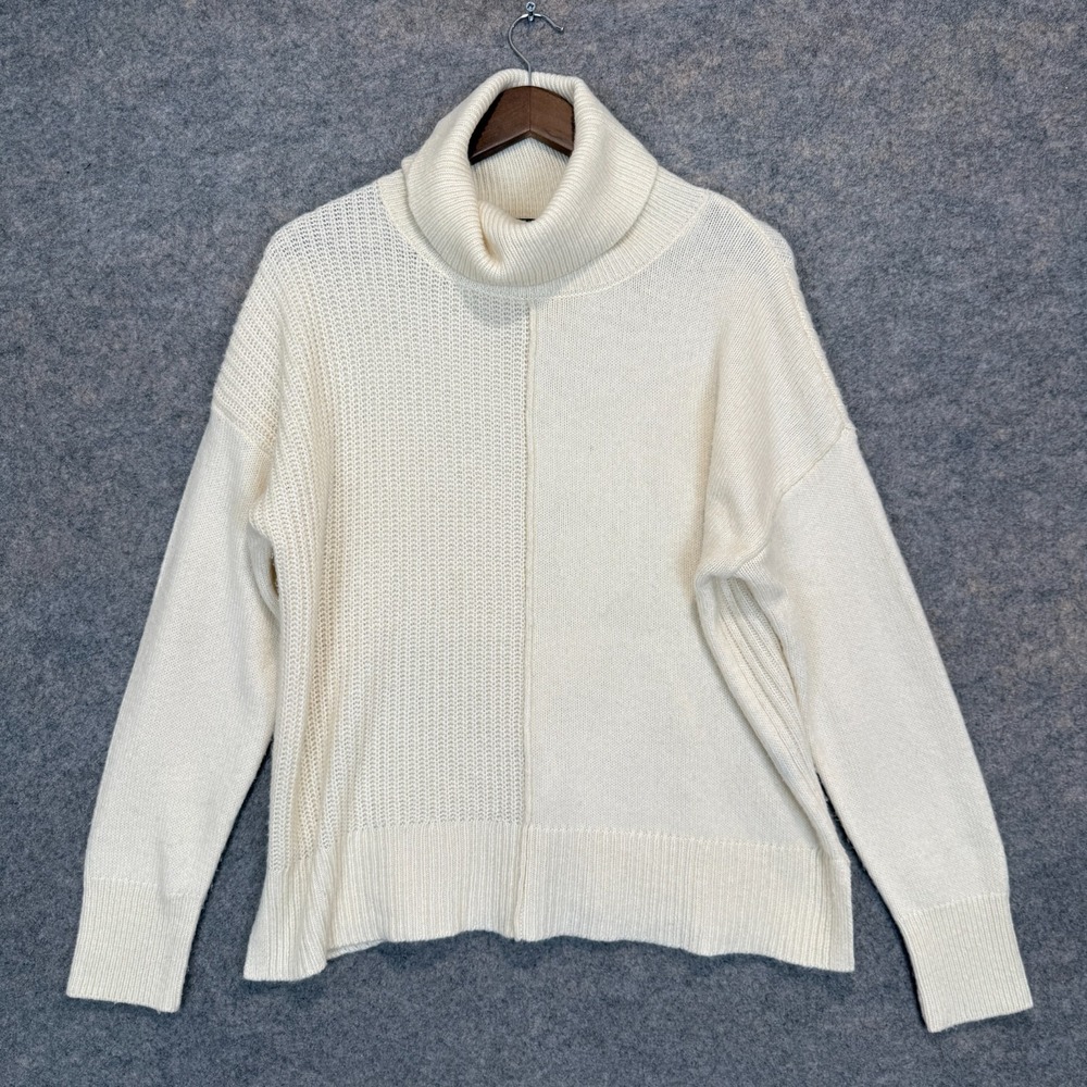 Skull Cashmere 100% Cashmere Denver Turtleneck Sweater Womens XS Oversized Cream